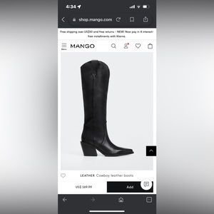 BRAND NEW❗️ Genuine leather black MANGO knee high boots. SIZE 6 Women